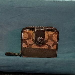 Coach Signature Brown and Tan Wallet